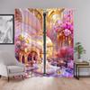 Popular venta directa de fábrica 2 piezas Nueva cortina de decoración del hogar de lujo Golden Palace impresión digital 3D doble apertura a través de barra para ventana