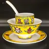 Cuenco de Cerámica de Xizang con Ocho Tesoros, Cuenco para Mesa de Restaurante, Cuenco Auspicioso de Ofrenda Estilo Xizang Ocho Estilos Étnicos, Taza de Té, Cuenco de Arroz con Té de Mantequilla