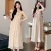 Vestido de Maternidad de Verano 2026 Moda Francesa Elegante con Diseño Sofisticado, Vestido de Embarazo Tallas Grandes