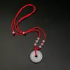 Pingente Fivela da Paz de Jade Natural de Tianshan, Xinjiang, Colar com Anel da Paz de Jade Branco, Pingente Interligado para Clavícula de Jade