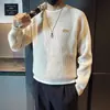 Suéter de cuello redondo para hombre, nuevo estilo otoño/invierno, color liso, casual, corte holgado, capa base de manga larga, prenda exterior de punto