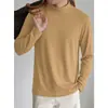 Camiseta modal masculina de manga longa, camisa base com gola alta meia, antibacteriana e antiácaro, top de gola média, roupa preta de outono