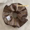RTEP Versión Alta Tela Coreana Ins Rayada Femenina Plisada Banda para el Cabello de Colon Grande Cuerda para el Cabello Adornos para el Cabello