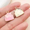 Día de San Valentín Corazón Forma Flor de Rosa Goteo Aceite Aleación Colgante DIY Pulsera Collar Llavero Pendiente Joyería Accesorios