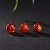 Ágata Negra y Roja Natural Protección Tai Sui-Símbolo Fu Cuentas, Estampado en Oro Grabado Semi-Terminado Redondo Accesorios para Manualidades al por Mayor