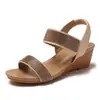 Amazon Moda Transfronteriza Zapatos de Tacón Alto Zapatos Romanos 2025 Nuevo Estilo Tacones Altos de Temperamento con Pedrería Sandalias de Cuña Casuales para Mujer