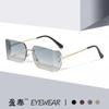 2025 Nuevas Gafas de Sol de Moda Callejera Estilo Europeo y Americano Tendencia en Línea Gafas de Sol sin Marco de Alta Gama para Mujer Bordes Cortados