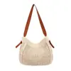 Bolso de Punto Calado de Moda Nuevo con Gran Capacidad, Bolso de Mano Casual de Estilo Relajado, Bolso de Hombro Sencillo y Elegante con Bloques de Color para Mujer