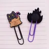 Marcapáginas de PVC de gato negro de dibujos animados, clip para papel colorido, papelería creativa para estudiantes, clip para papel grande de gato lindo transfronterizo