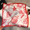 Bufanda de Seda Estampado de Conchas Fresca y de Alta Gama para Mujer, Bufanda Cuadrada Fina de Seda Artificial, Bufanda Versátil para el Cuello
