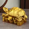 Estatueta de Tartaruga Dinheiro de Latão, Artesanato para Decoração de Casa, Decoração de Escritório, Ornamento de Mesa Estilo Chinês de Latão Presente