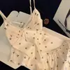 Pijama de seda helada para mujer, verano, niñas jóvenes, deseo puro, camisola y shorts, conjunto de ropa para el hogar, sin espalda, pijama sexy para mujer, seda
