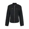 Chaqueta vaquera corta desgastada con cuello mao estilo retro americano para mujer, versión de otoño, hombro normal, corte ajustado, chaqueta de motociclista