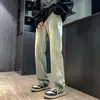 Nuevos jeans casuales para hombre de estilo American high street, lavados, con efecto desgastado, pierna recta y abertura con cremallera en el bajo