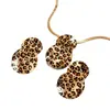 Brincos e Colares Retrô Redondos com Estampa de Leopardo para Outono e Inverno, Brincos Simples e Modernos de Luxo Leve com um Design Único, Brincos e Colares de Nicho