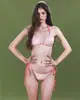 Biquíni Casual Fashion Estilo Ins de Garota Popular para Praia com Acabamento em Renda e Top Regata Decote V, Novo Estilo Primavera e Verão
