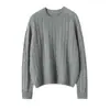 Suéter de Cachemir Puro 100% para Mujer, Cuello Redondo, Trenzado, Holgado, Casual, Simple, Capa Base Estilo Perezoso Nuevo Otoño e Invierno