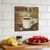 Arte de pared de metal estilo vintage para decoración de bar, letrero de hojalata, 20/30 cm, diseño de ilustración de taza de café