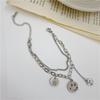 Titânio Aço Hip-Hop Multi-Camada empilhado Colar Titanium Aço Simples Escuro Smiley Neck Chain Mulheres Exagerado Woolen Chain