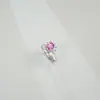 Suministro Directo de la Fábrica de Origen: Anillo para Mujer Plata S925 Diamante Rosa Ovalado Montura de Girasol con Piedras Preciosas de Color Cultivadas en Laboratorio