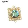 WT-PC003 collar con colgante cuadrado artístico retro natural textura brillante con incrustaciones de concha colorida perla joyería