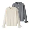 Comercio exterior Ropa de mujer estilo europeo y americano, suave, casual, simple, a la moda, versátil, cuello redondo, cárdigan de punto holgado