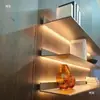 Estante de Almacenamiento Iluminado de Acero Inoxidable Plateado Cepillado con Estantes Móviles para Cocina y Baño Montado en Pared Estante de Almacenamiento para Iluminación Estantería Montada en Pared