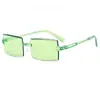 Gafas de sol cuadradas sin montura con borde cortado transfronterizas europeas y americanas, Gafas de sol personalizadas de una sola pieza de colores caramelo, Gafas de sol para protección solar al aire libre