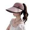 Sombrero de Sol de Verano para Protección Solar, Sombrero de Sol de Parte Superior Abierta, Sombrero de Sol de Punto para Exteriores con Retazos, Portátil, Enrollable, Ala Ancha, Adulto