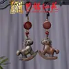 Llavero de Madera Pintada de Caballo del Zodiaco con Colgante de Borla, Colgante de Caballo del Año de Palo de Rosa, Cadena para Teléfono de Caballo de Sándalo Yiming Xianyuan