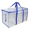 Bolsa de almacenamiento portátil transparente de PE transfronteriza, bolsa de almacenamiento de gran capacidad, bolsa de almacenamiento de colcha de algodón, bolsa de equipaje, bolsa de embalaje