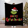 Sofá Extraño Manta de Franela Manta para Cama de Aire Acondicionado Manta Franela Manta Americana Manta de Dibujos Animados Poliéster Verde Navidad Pelo