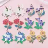 6 Estilos de Hortensia con Goteo de Aceite, Orquídea Mariposa, Girasol Accesorios de Aleación Colgante DIY Pendientes Colgantes Accesorios de Joyería