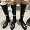 Piel de vacuno, cuero genuino, hebilla de metal, botas de equitación para mujer, nuevo estilo otoño/invierno 2026, con cremallera trasera y tacón grueso, botas de caña alta