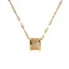 Collar de Acero de Titanio Chapado en Oro para Mujer con Adorno Completo de Diamantes, Cadena Clavicular de Alta Calidad que Conserva el Color, Joyería Exquisita