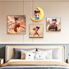 Quarto de quarto de crianças pintura decorativa rosa azul dos desenhos animados de cabeceira fundo pintura de parede bonito princesa quarto pintura mural