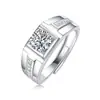 Anillo de Moissanita para Hombre Plata de Ley S925 Chapado en Platino No se Desvanece en Stock Anillo al por Mayor Lujo Ligero de Gama Alta