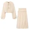 Fabricante de Ropa para Mujer Transfronterizo Venta al por Mayor 2026 Nueva Moda Elegante Conjunto de Top Oversize con Volantes y Falda