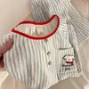 Pijama Redondo con Cuello Redondo y Bolsillo Estampado de Perros para Mujer, Conjunto de Dos Piezas de Verano con Mangas Cortas y Shorts, Adecuado para Chicas Jóvenes, Se Puede Usar Afuera como Ropa de Casa