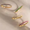 Anillos apilables Wanxing de acero inoxidable chapado en oro de 18 quilates de cuatro colores con circonitas microincrustadas para mujer, estilo clásico, múltiples tamaños, venta al por mayor transfronteriza