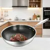 Wok de Acero Inoxidable 410 Engrosado, Sartén Antiadherente de Panal