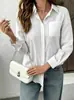 Sitio independiente de Amazon transfronterizo europeo y americano Y2 para mujer, nueva moda casual, versátil para primavera y otoño, camisa de manga larga de color liso