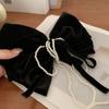 Accesorios para el cabello con lazo de terciopelo dorado de Corea del Sur, de alta calidad, multicapa, con cinta de perlas, clip para la parte posterior de la cabeza, horquilla de nicho con temperamento