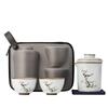 Taza de Té Rápida Horno Ru Estilo Japonés Portátil para Viajes al Aire Libre Juego de Té Una Tetera Dos Tazas Cerámica Juego de Té Kung Fu con Esmalte Craquelado