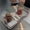 Impressão de Logotipo Transfronteiriça Estilo Industrial Café Bandeja de Café Feita à Mão Retangular Aço Inoxidável Bandeja de Chá Bandeja para Doces