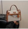 Bolso Cuadrado Pequeño Kelly de Bloques de Color de Nuevo Estilo Transfronterizo para Mujer, Bolso de Hombro Cruzado de Moda de Gama Alta para Viajar
