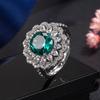Venta Caliente de Amazon Anillo de Moissanita Azul Verde Maldivo para Mujer Anillo de Zirconia con Diamantes Completos de Lujo Europeo y Americano