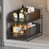 Estante de Almacenamiento Extraíble Debajo del Fregadero, Estante de Almacenamiento para Lavabo de Baño para Artículos de Tocador, Estante de Gabinete de Baño
