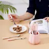 Tazas de Almacenamiento de Tenedores de Fruta de Cerámica de Lujo Ligero Alto Valor de Color Juego de Cubiertos de Acero Inoxidable Tenedor de Fruta Tenedor de Mesa para el Hogar