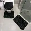 Alfombrilla de Piso para Baño de Esponja de Franela, Juego de Tres Piezas para Inodoro tipo Piedra, Felpudo Absorbente de Agua Antideslizante para Entrada, Felpudo para Pies de Baño